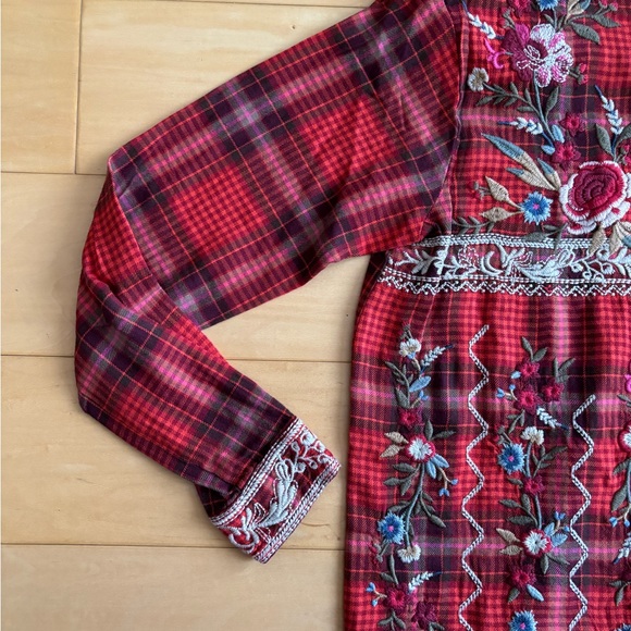 NWT Johnny Was Oversized Roma Button Down Plaid Embroidered Tunic Shirt - Picture 11 of 16